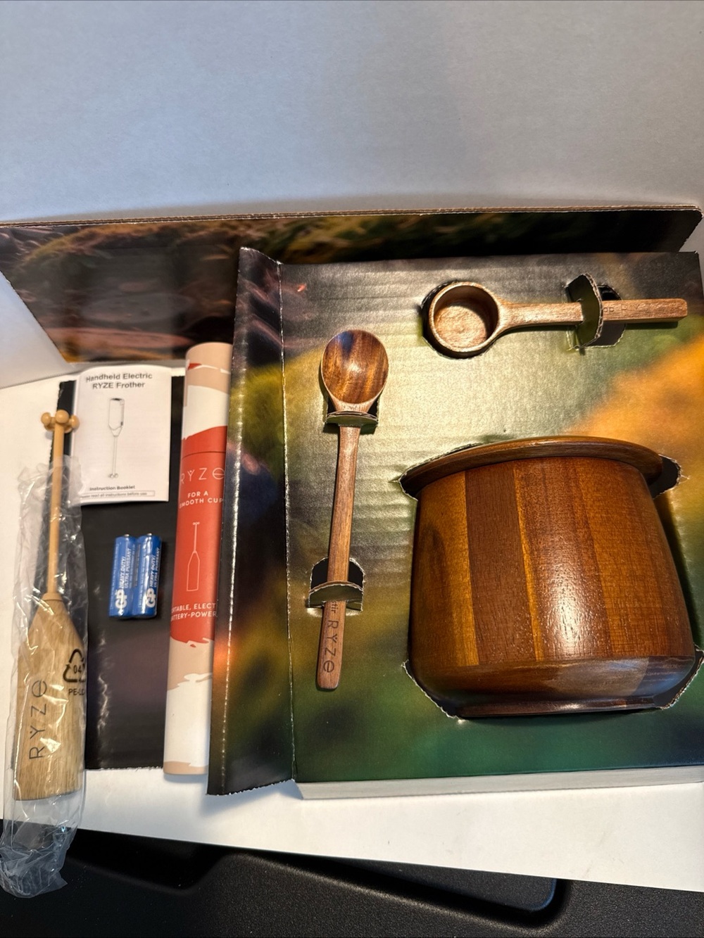 Mushroom coffee Jar Lid Scoop Stir Frother & magnet. NWT.